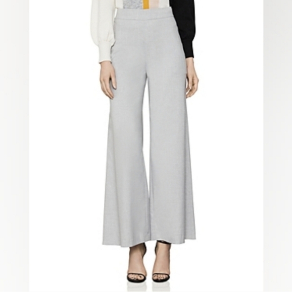 BCBGMaxAzria Pants Womens Medium Light Heather Gray Wide-Leg Trousers High Waist